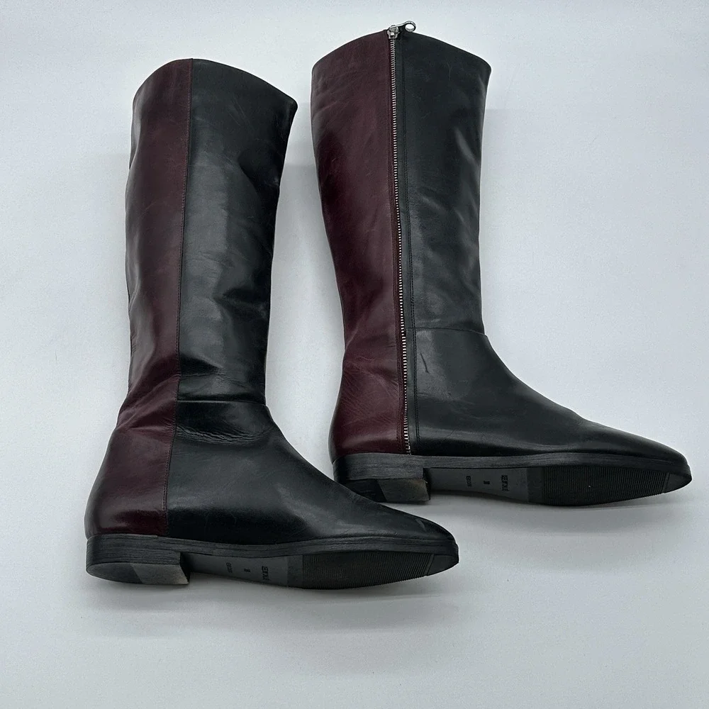 See By Chloe women‎ black and red tall knee high riding boots size 38